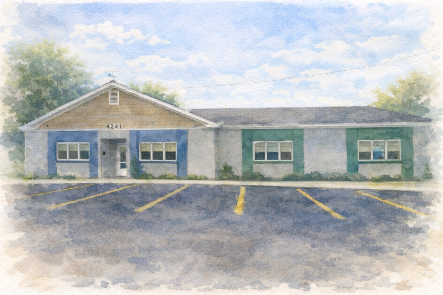 Sassaquin center watercolor illustration